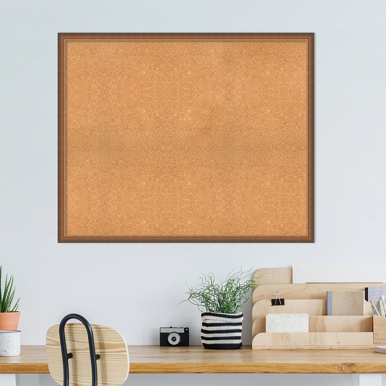 Amanti Art Natural Cork Board for Wall, 36x44 Vision Board with Bronze Frame, Oversize Corkboard Office Decor for Home Organization, Modern Corkboard Pinboard to Display Items for Home Organization