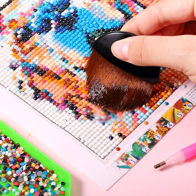 Boao 4 Pieces Brush Applicator Diamond Painting Brush Accessories Tools, Artist Drawing Flat Paintbrush for DIY Gesso, Varnishes, Oil Paint, Acrylic Painting, Watercolor(Black and Brown)