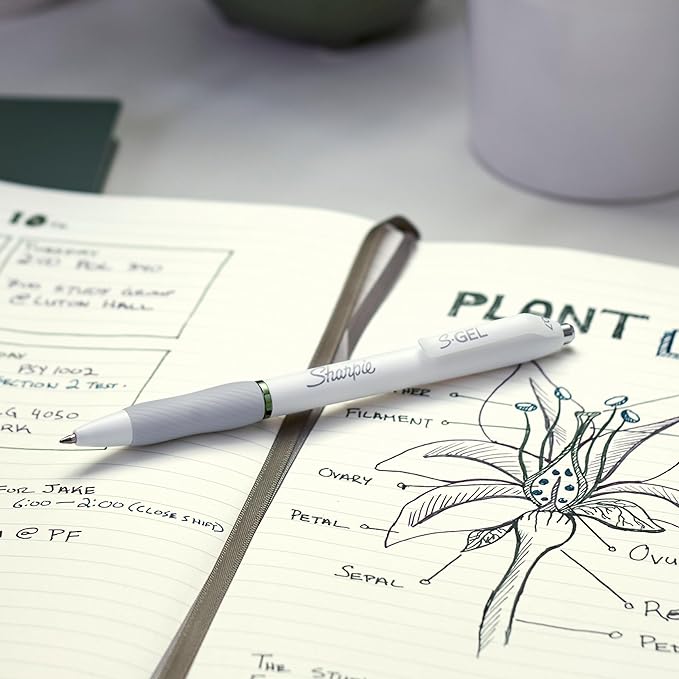 Sharpie S-Gel Pens, Fashion Barrel Gel Ink Pens, Pearl White Body, Medium Point Pens (0.7Mm), Writing Pens, Coloring Pens, Gel Pens For Journaling, Rich Dark Color Assortment, 4 Count