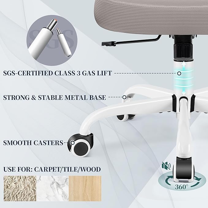 FelixKing Office Chair, Ergonomic Desk Chair with Adjustable Height and Lumbar Support Swivel Chairs, Desk Computer Chair with 90°Flip up Armrests for Conference Room (Gray)