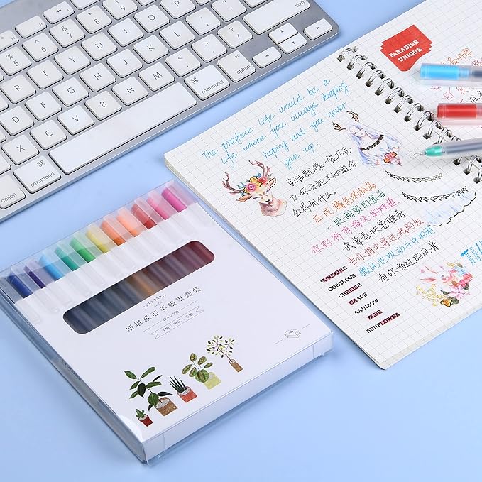 Color Pens Set 0.5mm 12 Colors Gel Journal Planner Japan Style Pens,Multicolored Ink Refill for Office School Teacher Classroom Marker,12 Count