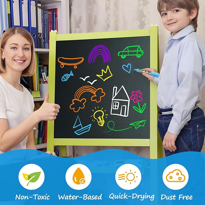 MaxGear Chalk Markers, 36 Color Liquid Chalk Marker for Blackboard, Wet Erase Window Markers for Glass Washable with 6mm Reversible Bullet & Chisel Tip for Chalkboard, Glass, Window, Mirror, 36 Pack