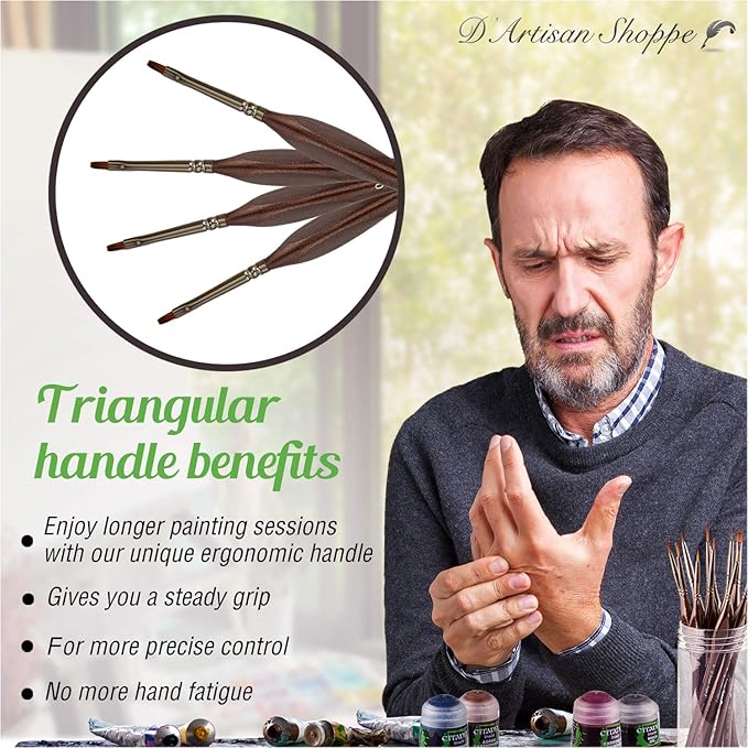 Small Paint Brush Set Craft. 4 pc Flat Paint Brushes for Acrylic Painting Size 0. Model Brush for Dry Brushes Warhammer 40K, Paint by Numbers, Mini Detail Hobby Art Touch Up Miniature Painting