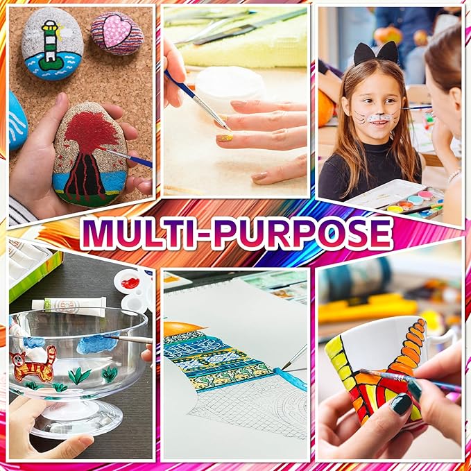 Paint Brushes Set, 20PCS Painting Brushes Different Types of Brushes for Acylic Paint, Watercolor, Oil, Paint Brushes Bulk for Nail, Face Art, Craft, Rock Painting and School Project