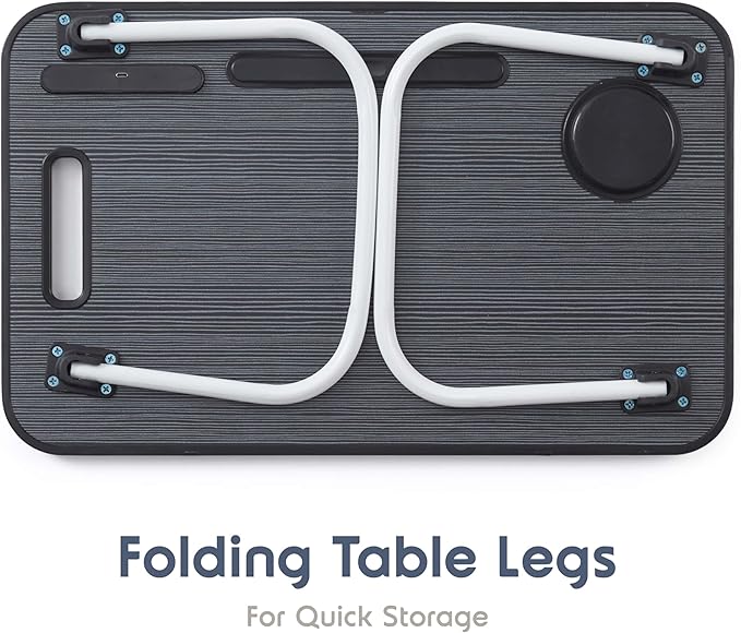 Nestl Lap Desk for Laptop - Foldable Laptop Desk for Bed and Couch, Portable and Lightweight Laptop Stand for Bed Breakfast, Working, Reading, and Writing, Lap Table with USB Ports, Small Laptop Tray