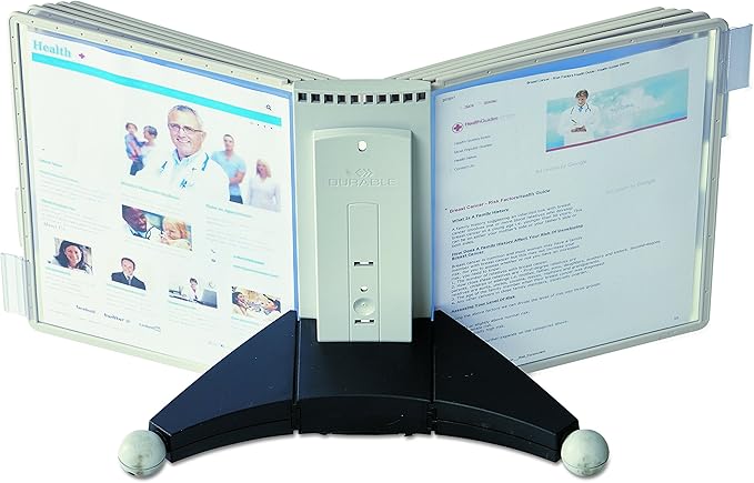 DURABLE Desktop Reference System, 10 Double-Sided Panels, Letter-Size, Gray, SHERPA Design (554210)