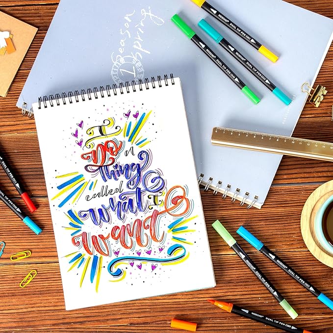 72 Colors Dual Tip Art Markers Pens for Adult Coloring Books, Brush and Fine Tip Coloring Marker for Drawing Journaling Note Taking Lettering