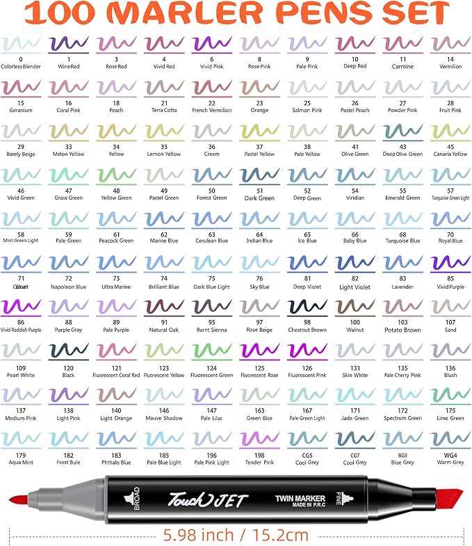 Alcohol Markers, 100 Colors Dual Tip Art Markers, Drawing Markers, Coloring Marker for Kids Sketching Adult Coloring