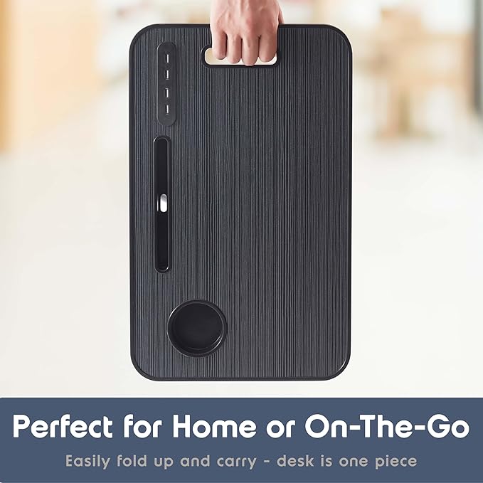 Nestl Lap Desk for Laptop - Foldable Laptop Desk for Bed and Couch, Portable and Lightweight Laptop Stand for Bed Breakfast, Working, Reading, and Writing, Lap Table with USB Ports, Small Laptop Tray