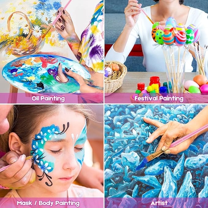 Easter Gifts for Kids, Teen Girl Girls Trendy Stuff, Easter Basket Stuffers, Soucolor Acrylic Paint Brushes Art Set for Acrylic Painting Oil Watercolor Canvas Boards Egg Rock Body Face Nail
