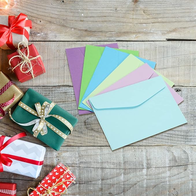 PATIKIL Mini Envelopes, 100 Pack Paper Blank Small Items Storage Business Card Holder for Greeting Note Party, Green