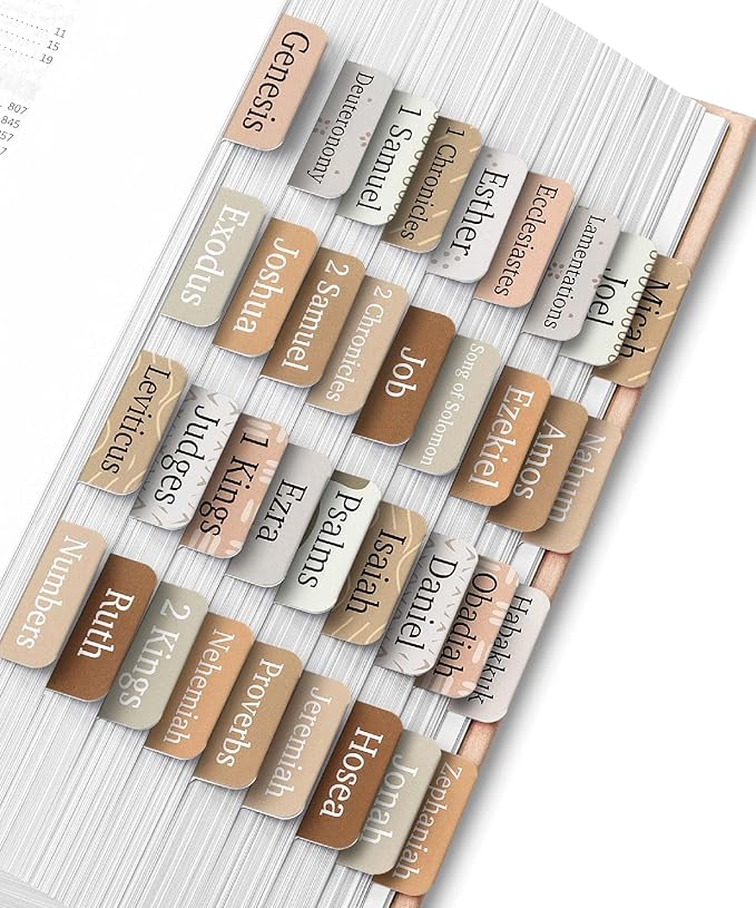 Mr. Pen- Bible Tabs, 75 Tabs, Coffee Palette, Laminated Bible Tabs for Women and Men, Bible Tabs for Study Bible, Bible Index Tabs, Bible Book Tabs, Bible Labels Tabs, Mr Pen Bible Tabs