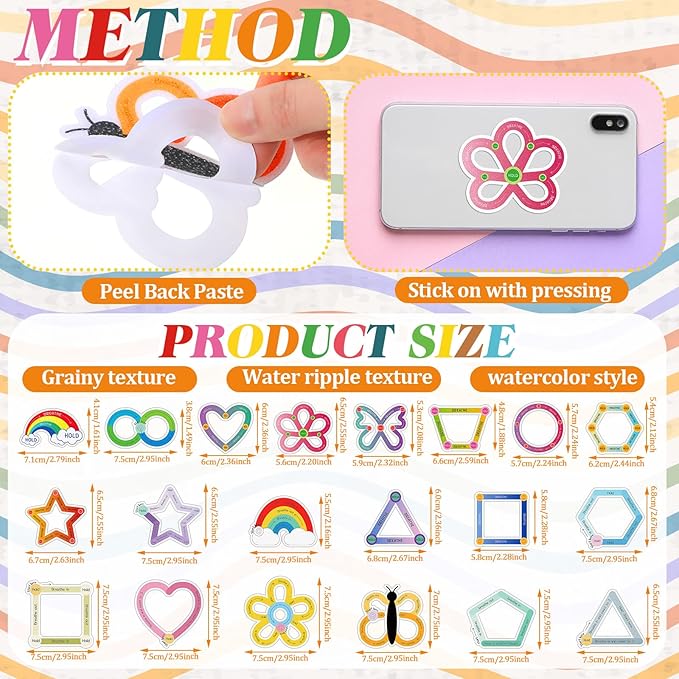 80 Pcs Anxiety Sensory Stickers with Inspirational Quotes Calm Textured Strips Relief Mental Health Stickers School Office Adhesive Sensory Tape Anti Stress Toys for Adults Teens (Vibrant)