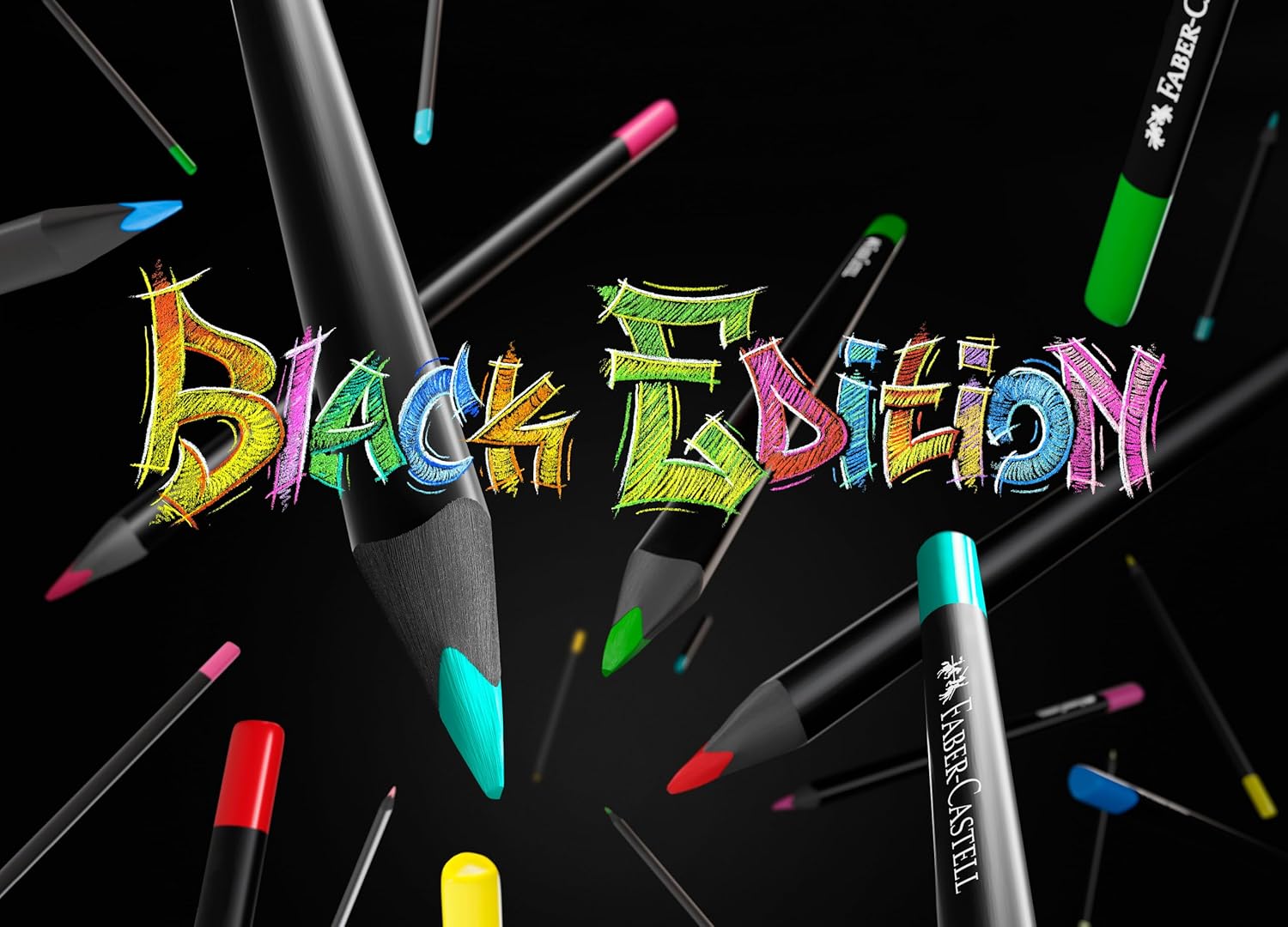 Faber-Castell Black Edition Colored Pencils: 12 Neon & Pastel
