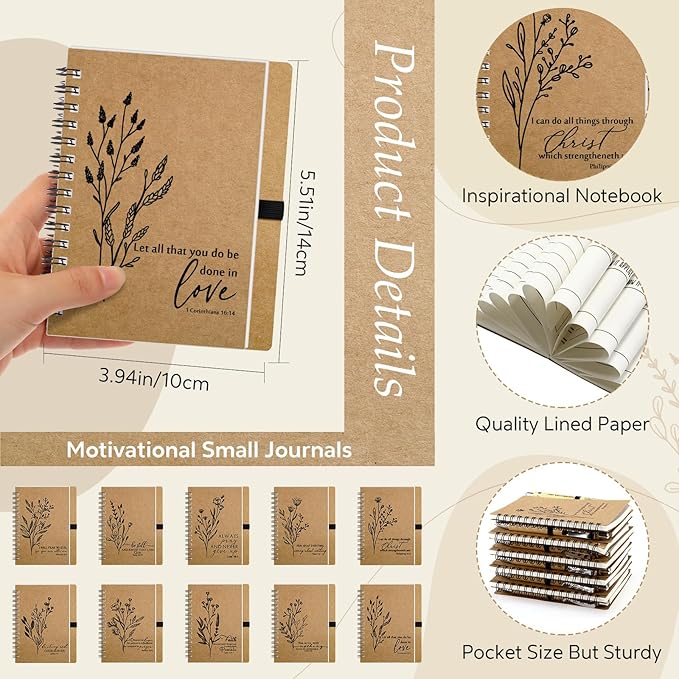40 Pcs Bible Verse Spiral Notebook with Bamboo Christian Ballpoint Pens Aesthetic Religious Notepads Inspirational Journals Easter Christian Gifts for Women Men Office (Special Style)