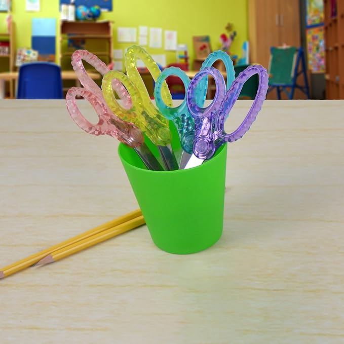 Westcott 5" GEM Crystal-Design Safety Scissors 12pk, Pointed-Tip for Kids Aged 6-8 - Scissors for School, Craft, Home, DIY, Classroom - Assorted Colors