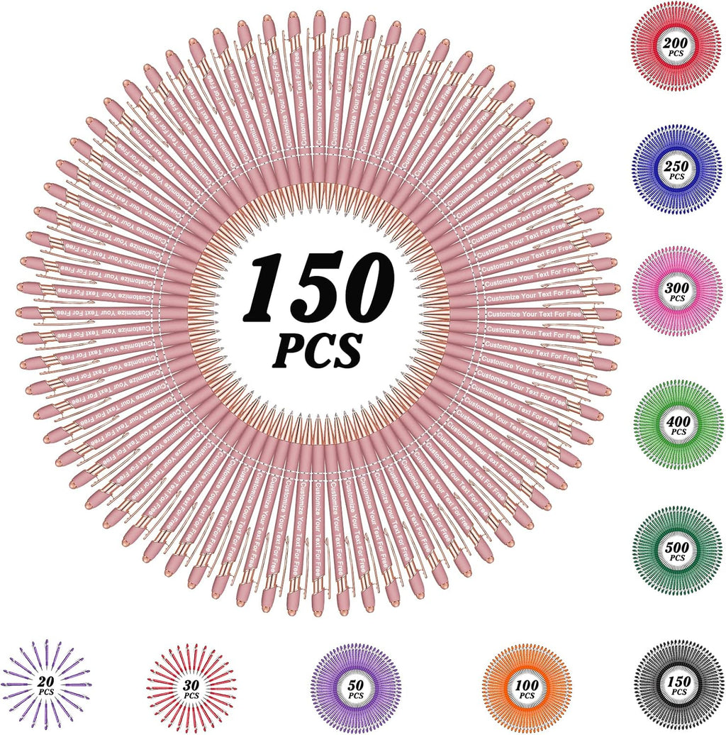 Max 500 Pcs Personalized Pens Bulk, Custom Pens with Free Engraving, Customized Stylus Tip Ballpoint Pen with Your Name Massage Text for School Office Business Graduation Anniversaries-150 Packs