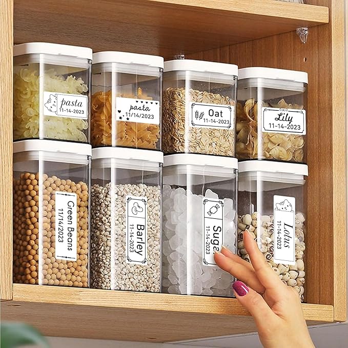 Storage Bin Labels for NIIMBOT B1 B21 B3S, 1.57'' x 1.18'' (40x30mm) Kitchen Labels for Containers, Waterproof, Oil-Proof and Tear-Proof Thermal Printer Labels