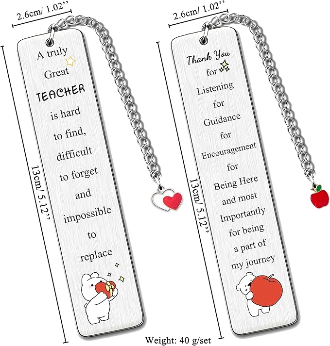 2PC Teacher Bookmarks Teacher's Day Appreciate Gift Man Bookmark Thank You Keepsake Birthday Present Retirement Appreciate Christmas Thanksgiving Women Accessory A Truly Great Teacher is Hard to Find