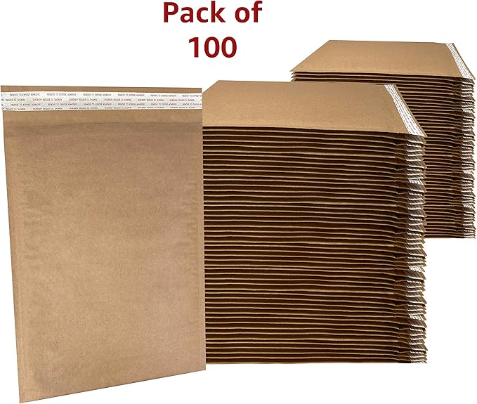 Honeycomb paper padded envelope sealable mailers (100, #5-10.5" x 15")