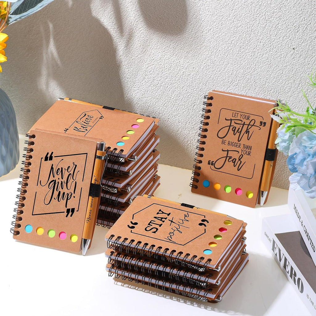 Tenceur Back to School Inspirational Gifts Bulk Employee Appreciation Spiral Notebook with Journals Sticky Note Pen Motivational Thank You Gifts for Teacher Students Team Coworkers Staff(100 Sets)