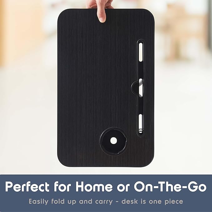 Nestl Lap Desk for laptop - Foldable Laptop Desk for Bed and Couch, Portable and Lightweight Laptop Stand for Bed Breakfast, Working, Reading, and Writing, Black, Small Laptop Tray