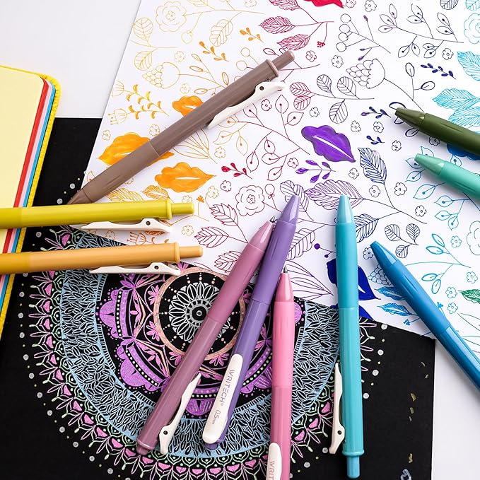 WRITECH Retractable Gel Pens Quick Dry Ink Pens Fine Point 0.5mm 10 Assorted Unique Vintage Colors For Journaling, Drawing, Doodling, and Notetaking (Vintage 2)