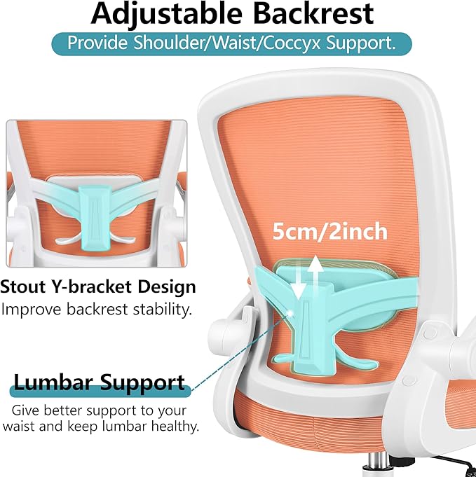 FelixKing Office Chair, Ergonomic Desk Chair Breathable Mesh Chair with Adjustable High Back Lumbar Support Flip-up Armrests, Executive Rolling Swivel Comfy Task Computer Chair for Home Office