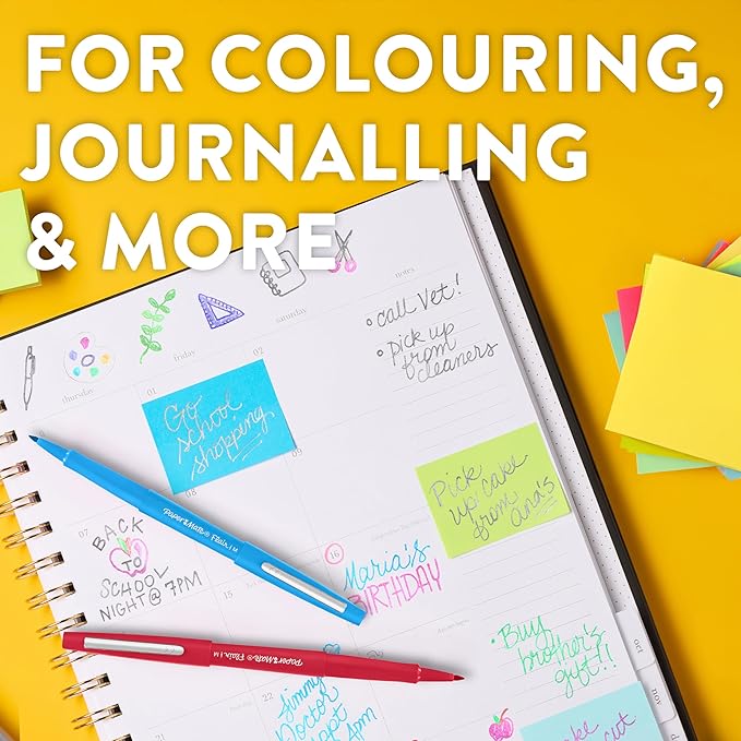 Paper Mate Flair Felt Tip Pens | Medium Tip (0.7 mm) | Assorted Colours | 16 Count Pouch