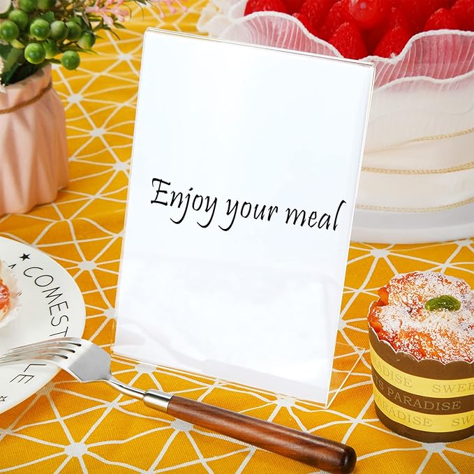 Vicenpal 5 x 7 Inch Acrylic Sign Holder Acrylic Picture Frames Plastic Picture Flyer Holder l Shaped Photo Frames Self Standing Desktop Table Signs for Office, Store, Restaurant, Horizontal(20 Pcs)