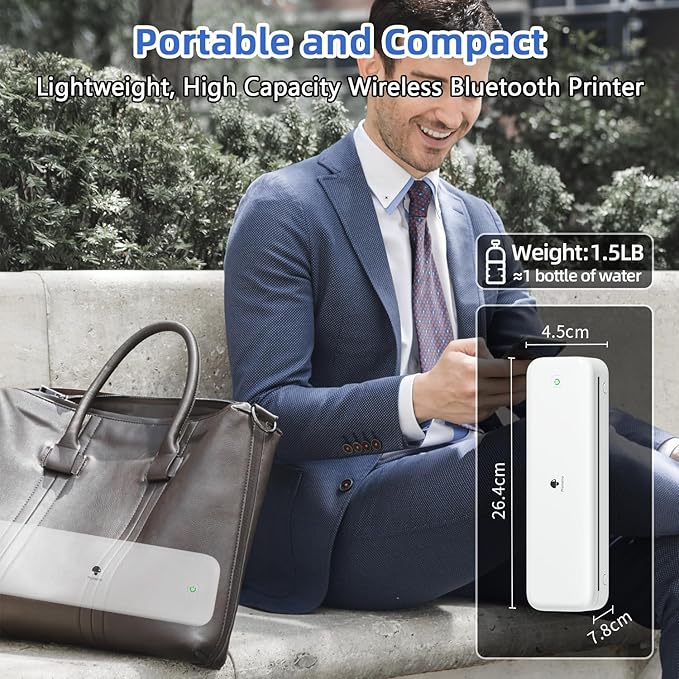 Phomemo M834 Ultra Portable Printer,(Upgraded) Wireless Bluetooth Thermal Printer 8.5" x 11"&A4, Compatible with iOS, Android & PC, Inkless Printer for Travel, Office, School,Home