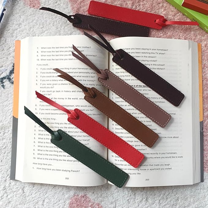 6PCs Bookmark, Leather Bookmarks with Leather Rope, Page Markers Reading Gifts for Women, Readers, Book Mark for Book Lovers by HNQCPCVU