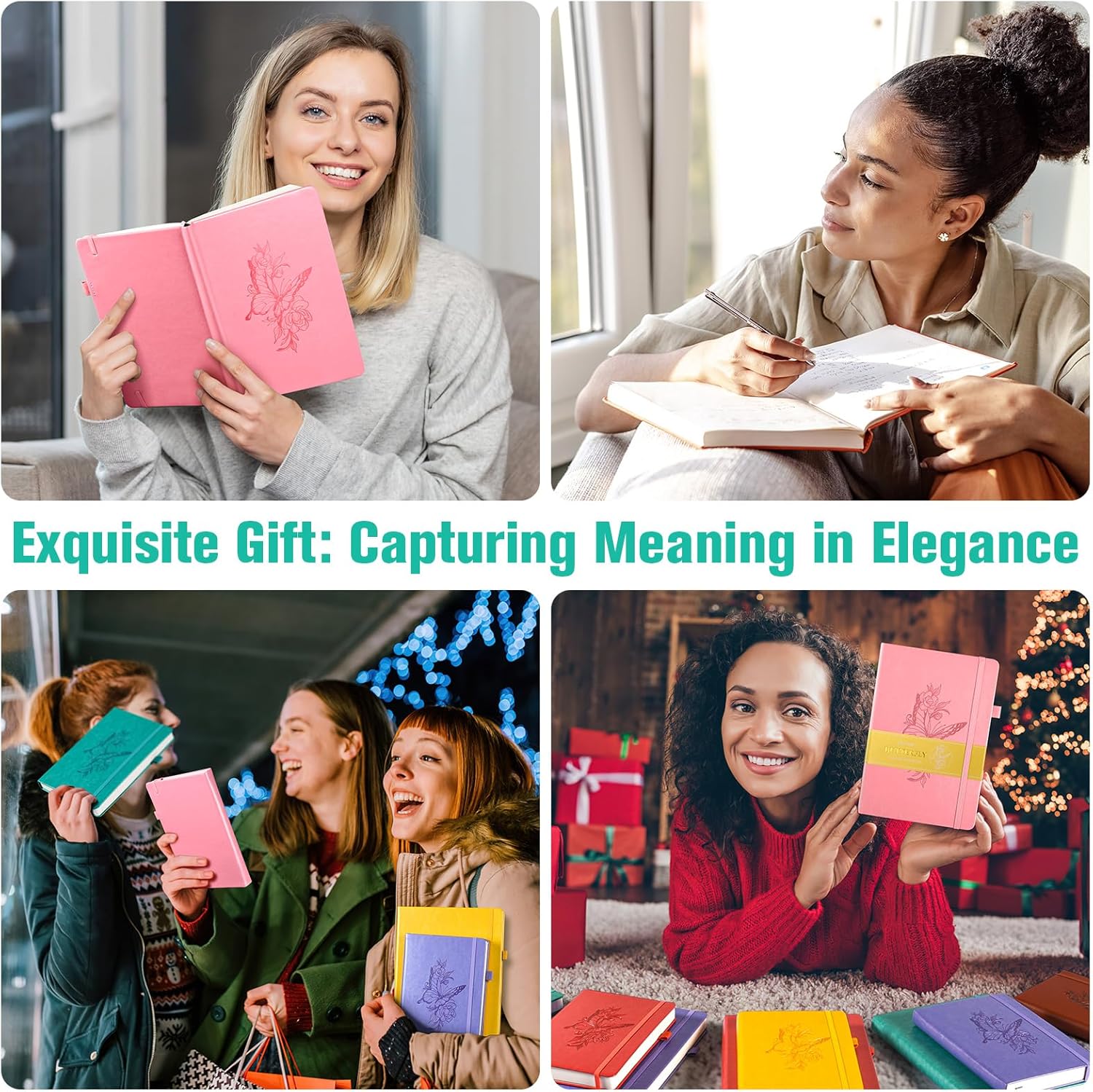 Lined Notebook Journal for Women Men, 312 Numbered Pages A5 Thick Leather Journal for Writing, Daily Journal for Work School, Hardcover College Ruled Notebook, Butterfly Floral Notebook, Peacock Blue