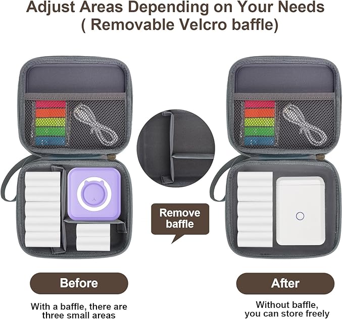 QYCHHJ Carrying Case for Phomemo T02/Memoking/HUIJUTCHEN Mini Sticker Printer, Portable Hard Travel Case for Label Maker, Thermal Printer Paper, Blue