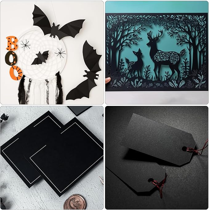 5" x 7" Black Cardstock, 300 Pack Black Thick Paper Cardstock Blank Black Cards Stock for Invitations, Greeting Cards Making, Postcards, Photos, 250GSM Thick Paper