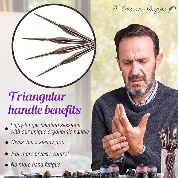 Rigger Brush Watercolor. Liner Brushes for Painting. Script Liner Brush 4pc Size 1 Precision Paint Brush Set. Artist Pinstriping Warhammer 40K Brushes for Acrylic Painting