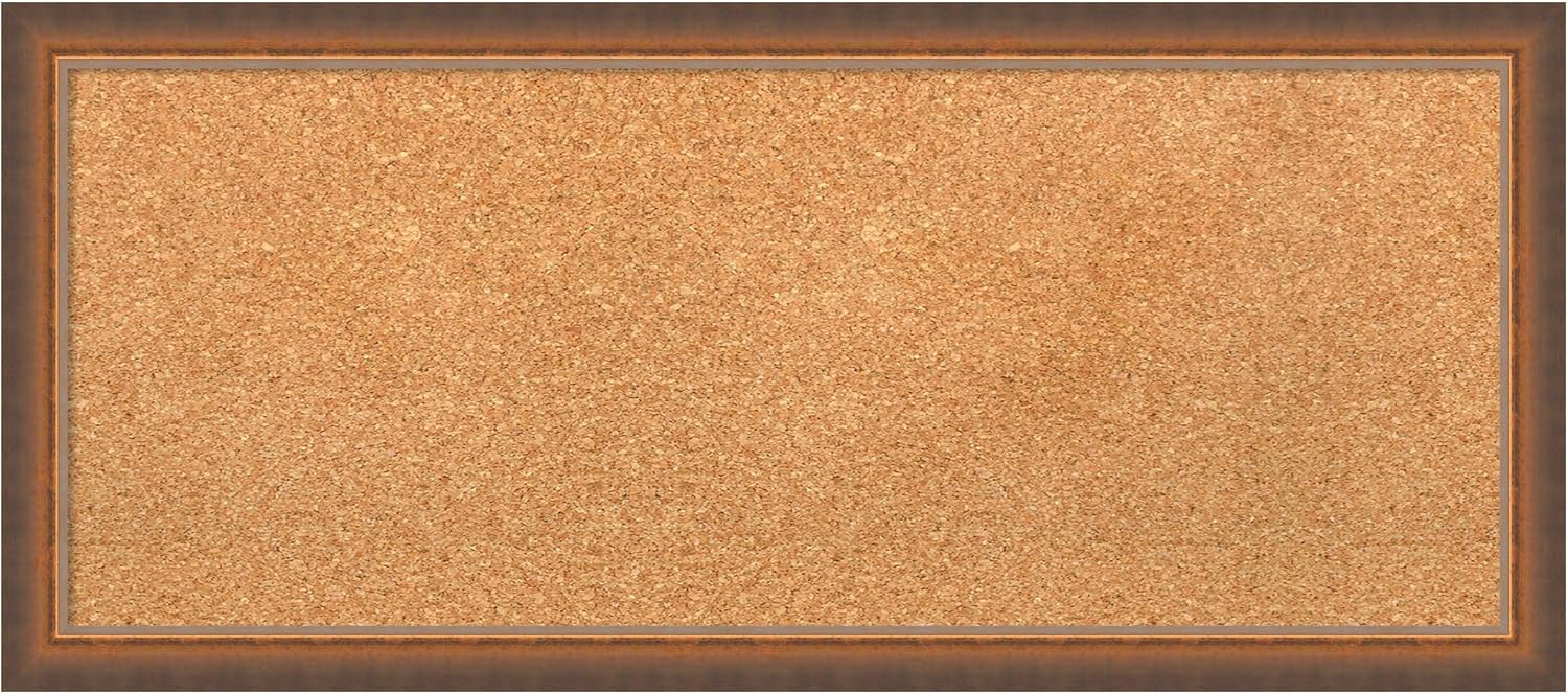 Amanti Art Natural Cork Board for Wall, 14x32 Vision Board with Bronze Frame, Medium Corkboard Office Decor for Home Organization, Modern Corkboard Pinboard to Display Items for Home Organization in