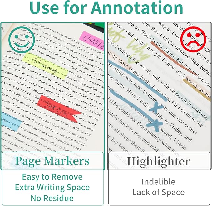 KICNIC 3000 Pieces Page Markers Sticky Index Tabs, Arrow Flag Tabs Self Adhesive, Colored Notes Tab Stickers for Notebook, Documents, Books [10 Colors, 3 Designs] Sticks Securely, Removes Cleanly