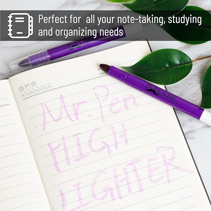 Mr. Pen No Bleed Gel Highlighter, Bible Highlighters, Purple, Pack of 4