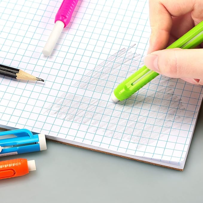 Retractable Mechanical Eraser Pen, Pen-Style Erasers Assorted Color, 4 Pack