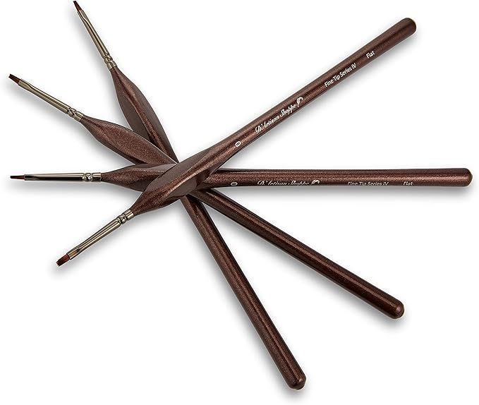 Small Paint Brush Set Craft. 4 pc Flat Paint Brushes for Acrylic Painting Size 0. Model Brush for Dry Brushes Warhammer 40K, Paint by Numbers, Mini Detail Hobby Art Touch Up Miniature Painting