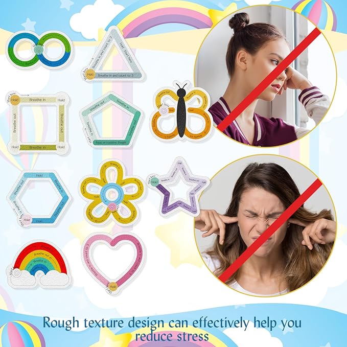 80 Pcs Anxiety Sensory Stickers with Inspirational Quotes Calm Textured Strips Relief Mental Health Stickers School Office Adhesive Sensory Tape Anti Stress Toys for Adults Teens (Lovely)