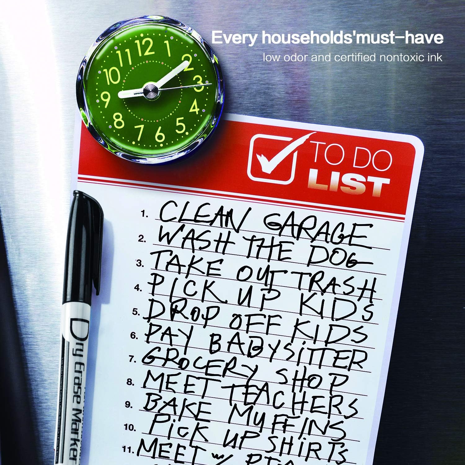 Volcanics Black Dry Erase Markers Low Odor Fine Whiteboard Markers Thin Box of 125