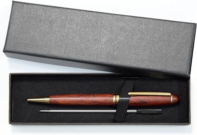 Cambond Ballpoint Pens Metal Pen - Wood Pen with Gift Box Fancy Pens Christmas Gift Nice Pens Set for Men Women Employee Journaling Executive Black Ink 1.0mm, 3 Pens with 3 Extra Refills