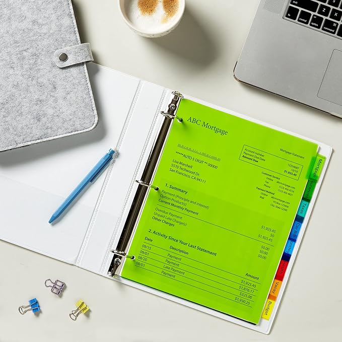 Avery Dividers for 3 Ring Binders, 8-Tab Binder Dividers, Plastic Binder Dividers, Insertable Big Tabs, Multicolor, 1 Set (11901)