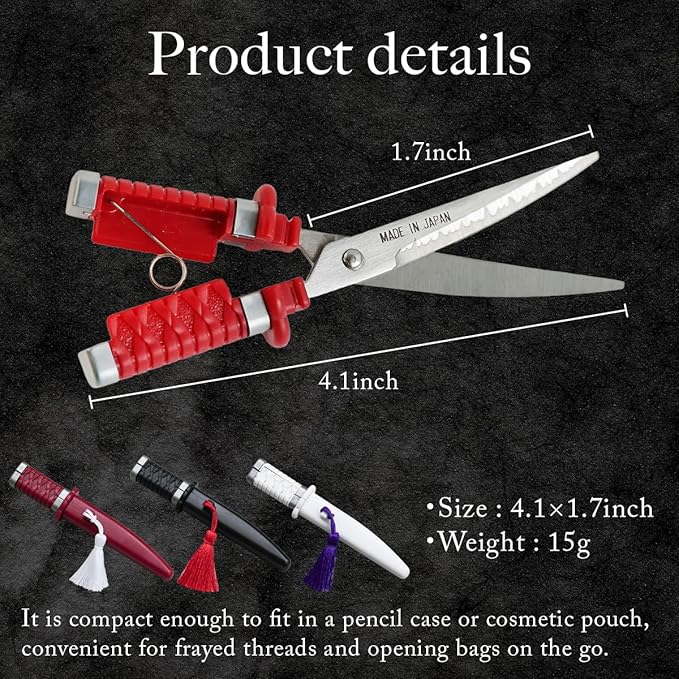 Nikken Japanese Katana Style Scissors Samurai Sword Made in Japan (Red)