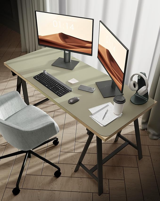 YSAGi Leather Desk Protector, Office Mat, Large Mouse Mat, Non-Slip PU Leather Blotter, Laptop Pad, Waterproof Writing Pad for Office and Home (Sage Green, 47.2" x 23.21")