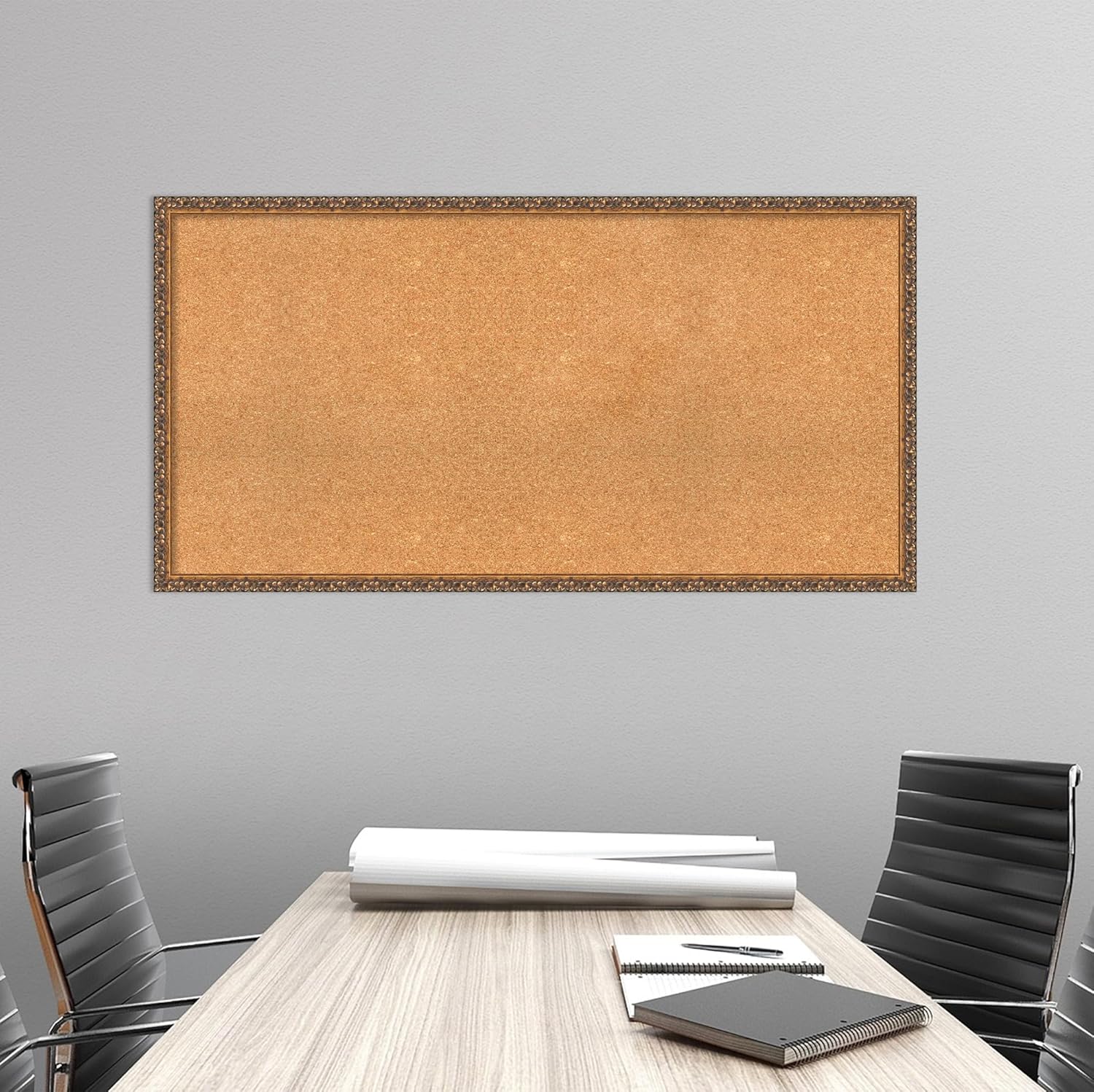 Amanti Art Natural Cork Board for Wall, 26x50 Vision Board with Bronze Frame, Oversize Corkboard Office Decor for Home Organization, Traditional Corkboard Pinboard to Display Items for Home