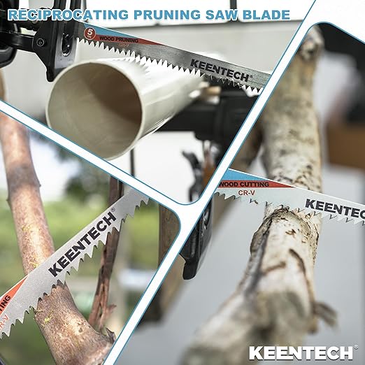 KEENTECH CR-V Sawzall Pruning Blades, 12 Inch 5TPI, with Fleam Ground Teeth for Tree Branch Root Wood, PVC Pipe Cutting, Reciprocating Saw Blade Fast Cutting for Professional, DIYer, Gardener, 5 Pack