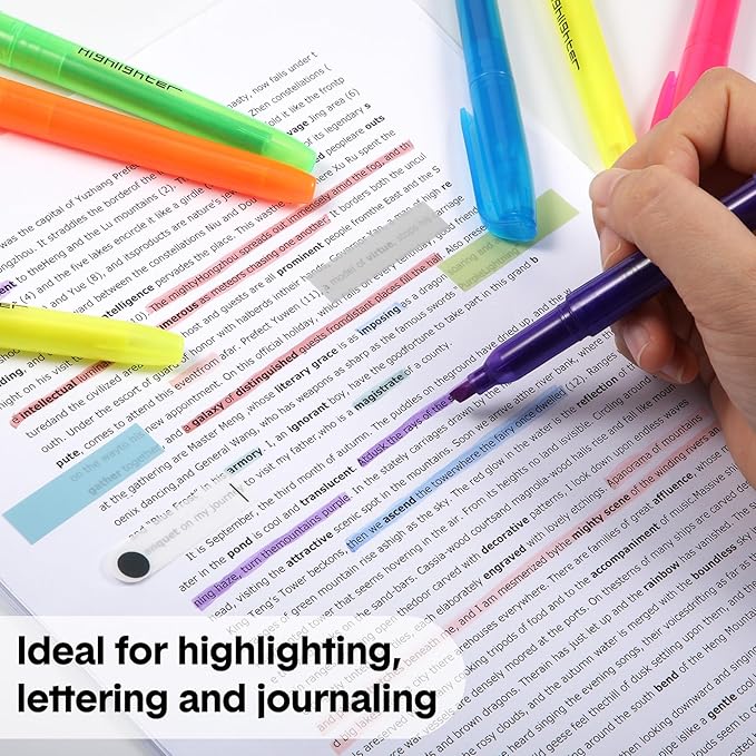 Thenshop 600 Pcs Highlighter Bulk Pack Assorted Colors Highlighter Markers Chisel Tip Fluorescent Pens for Office Classroom Back to School Supplies